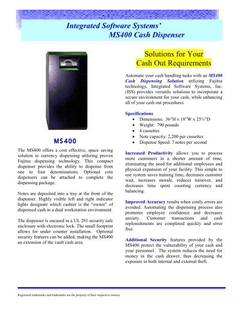 Mcds Multi Cash Dispensing System Integrated Software Systems