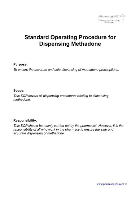 Pharmacy SOP Template Pharmacy SOP Template