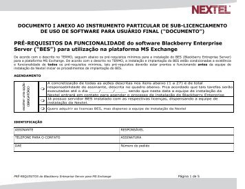 PRÉ-REQUISITOS DA FUNCIONALIDADE do software ... - Nextel