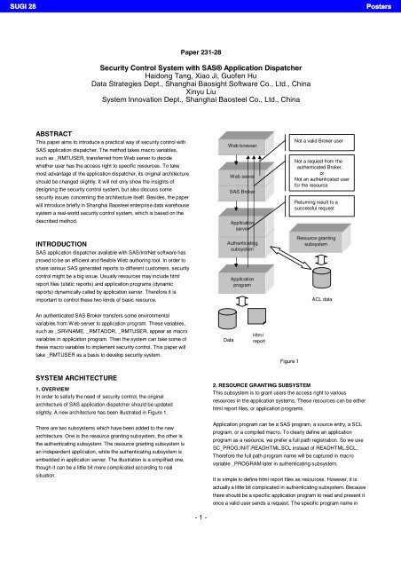Security Tech Control Sas SUGI 28: Security Control System with SAS(r) Application Dispatcher