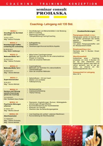 Coaching- Lehrgang mit 135 Std. - Seminar Consult