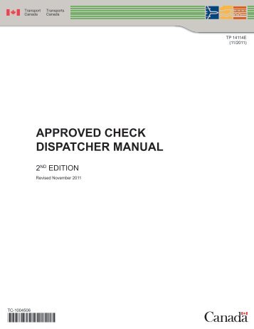 APPROVED CHECK DISPATCHER MANUAL - Transport Canada