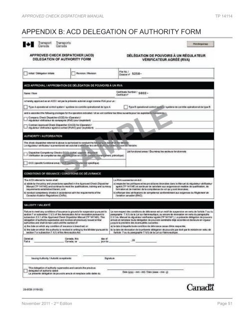 APPROVED CHECK DISPATCHER MANUAL - Transport Canada