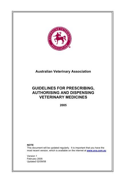 Guidelines for Prescribing, Authorising and Dispensing - Australian ...
