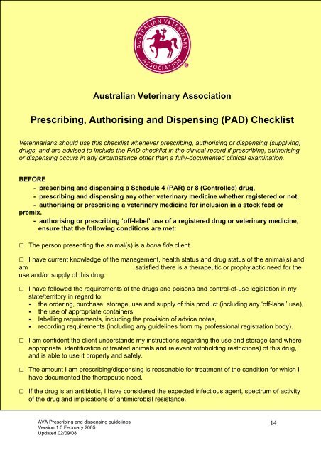 Guidelines for Prescribing, Authorising and Dispensing - Australian ...