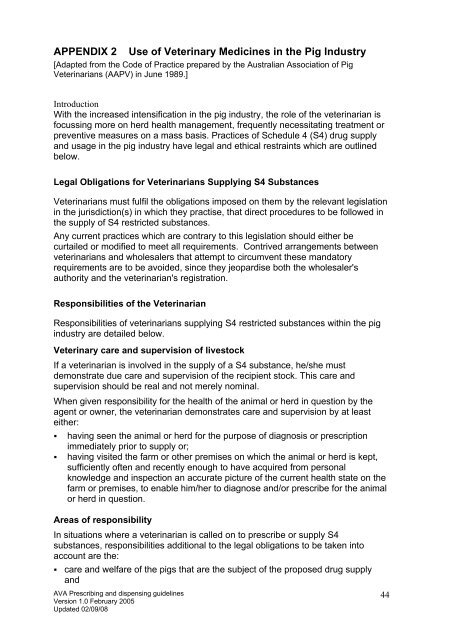 Guidelines for Prescribing, Authorising and Dispensing - Australian ...