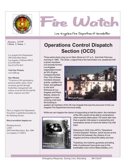 Operation Control Dispatch Section - CERT Los Angeles