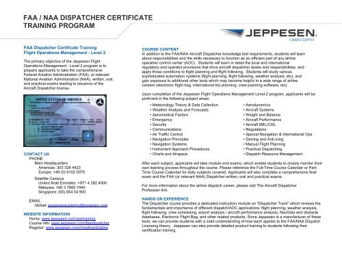 faa / naa dispatcher certificate training program - Jeppesen