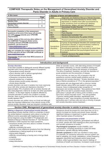 COMPASS Therapeutic Notes on the Management of Generalised ...