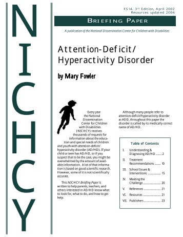 Attention-Deficit/ Hyperactivity Disorder - nichcy