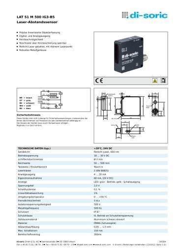 di-soric Datenblatt - C+R Automations- GmbH