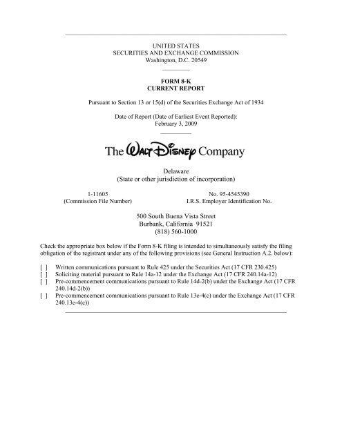State or other jurisdiction of incorporation - The Walt Disney Company