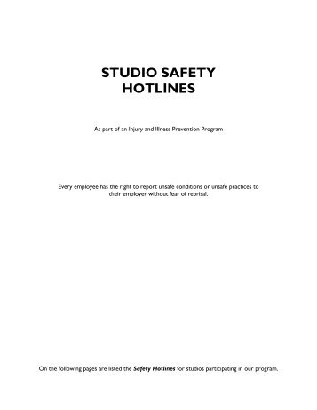 Studio Safety Hotlines - csatf