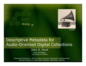 Descriptive Metadata for Audio-Oriented Digital Collections