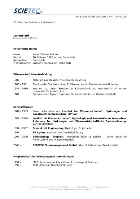 Lebenslauf - SCIETEC Flussmanagement GmbH