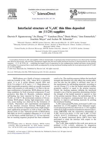 Interfacial structure of V2AlC thin films deposited on -sapphire