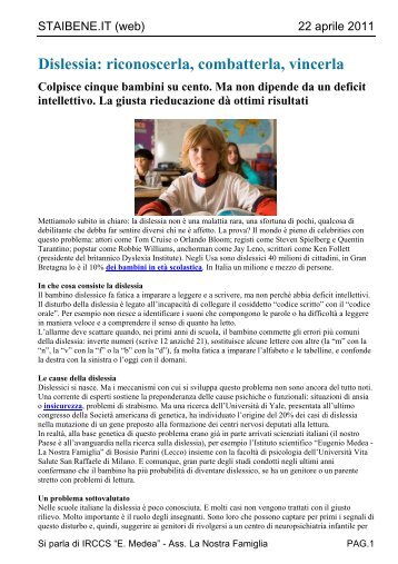 Dislessia: riconoscerla, combatterla, vincerla - IRCCS Eugenio Medea
