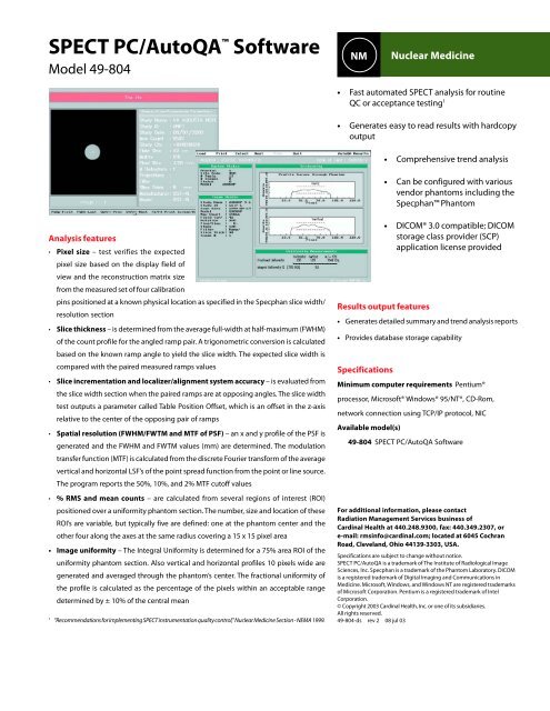 SPECT PC/AutoQAâ ¢ Software - Elimpex
