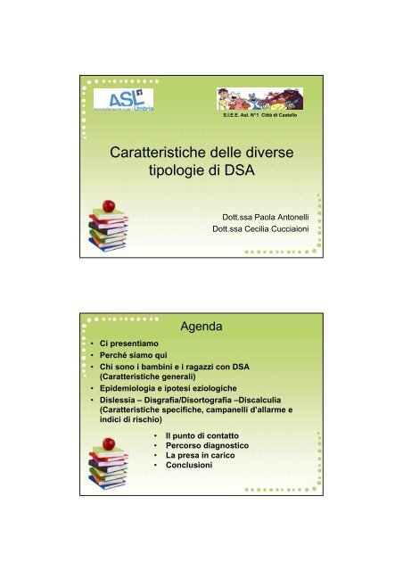 Caratteristiche delle diverse tipologie di DSA - Ufficio Scolastico ...