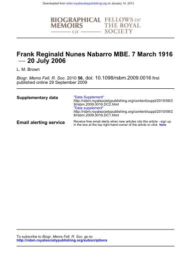 Frank reginald nunes nabarro Mbe - Biographical Memoirs of ...