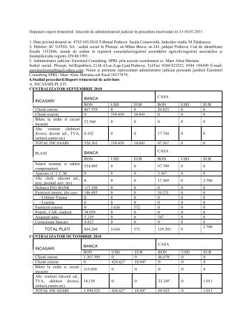 Depunere raport trimestrial întocmit de administratorul judiciar în ...