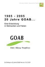 1985 - 2005 20 Jahre GOAB...
