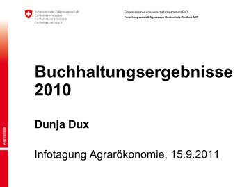 Buchhaltungsergebnisse 2010 - Agroscope - admin.ch