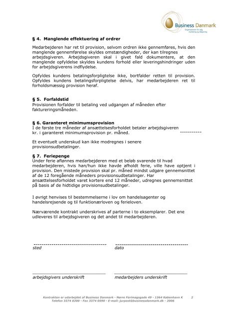 Provisionsaftale for funktionærer - Business Danmark