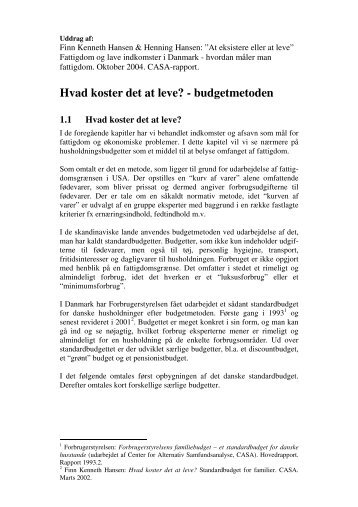 Hvad koster det at leve? - budgetmetoden - DR