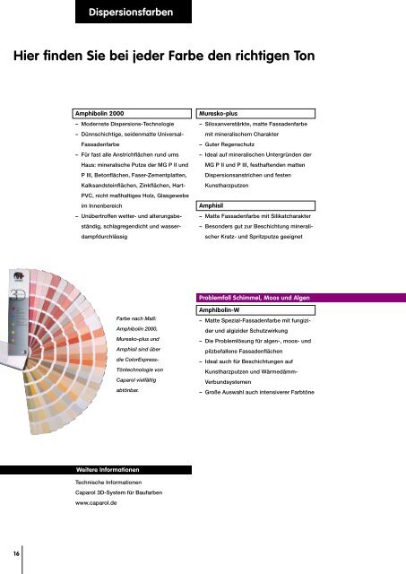 Fassadenfarben, Strukturputze und spezielle Problemlöser - Caparol