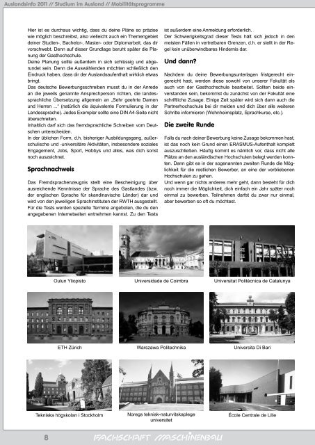 Auslandsinfo 2011 - Fachschaft Maschinenbau