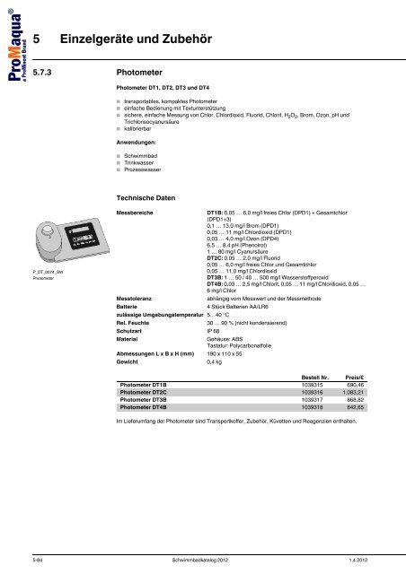 ProMaqua® Katalog - Schwimmbadtechnik 2012 - ProMinent