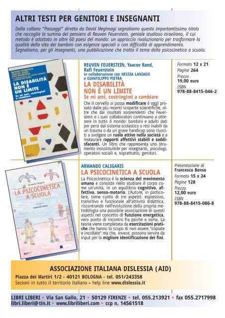 LIBRI LIBERI E LA DISLESSIA - Associazione Italiana Dislessia