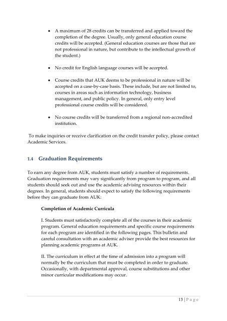 AUK 2011 - 2012 Academic Calendar - American University in Kosovo