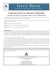 Current issues in asbestos litigation - American Academy of Actuaries