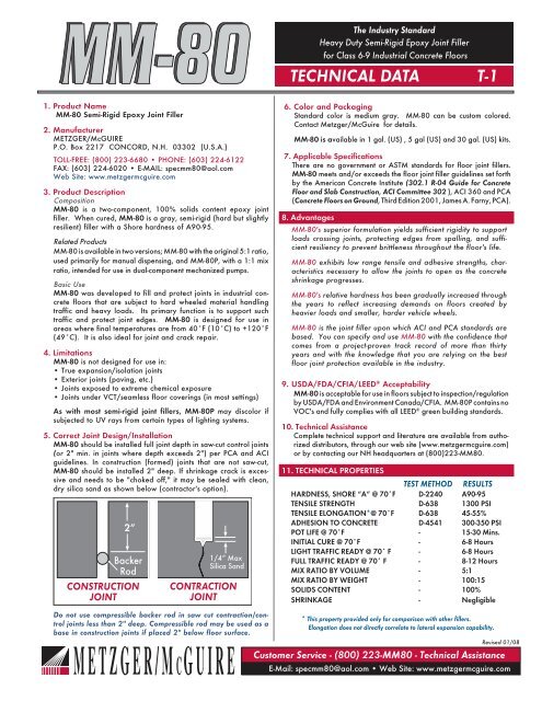 MM-80 - Product Data - BuildSite.com