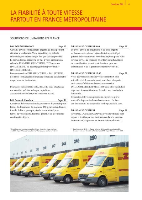 GUIDE DES SERVICES ET TARIFS 2011 - DHL | France