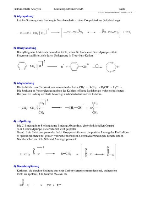 Instrumentelle Analytik Massenspektrometrie MS Seite 4.2.2 ...