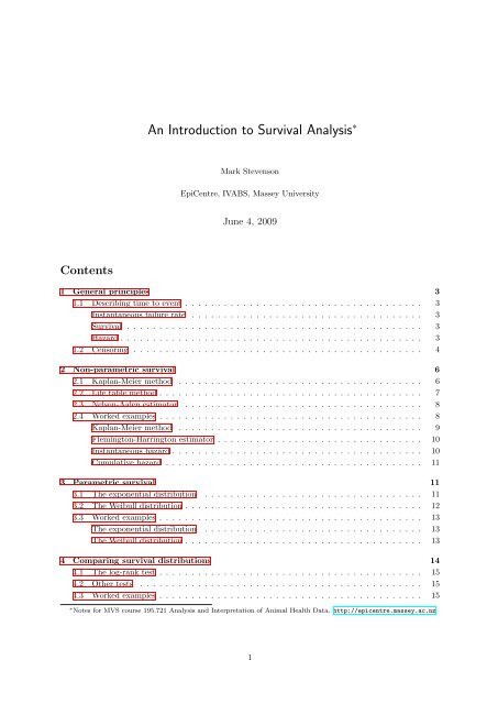 An Introduction to Survival Analysis - EpiCentre - Massey University