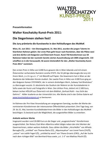 Walter Koschatzky Kunst-Preis 2011 - corporate identity prihoda