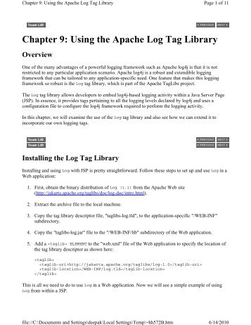 Chapter 9: Using the Apache Log Tag Library - BeKnowledge