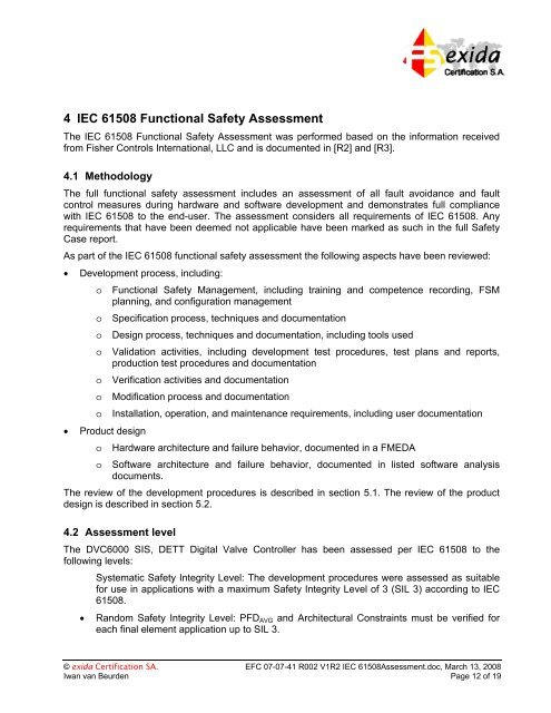 IEC 61508 Functional Safety Assessment Emerson Process ... - Exida