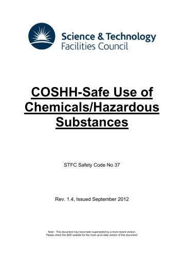 COSHH-Safe Use of Chemicals/Hazardous Substances - the STFC
