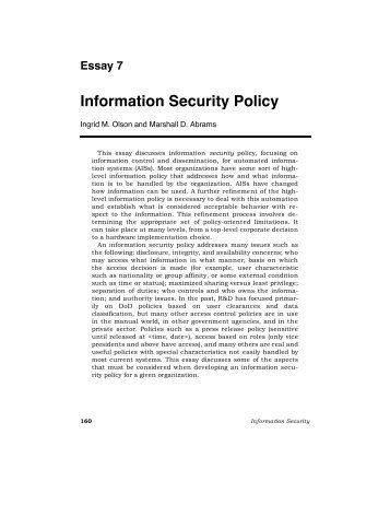 Essay 7. Information Security Policy - Acsac