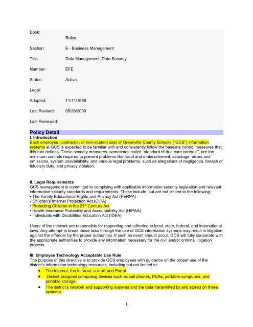 Rules - Greenville County School District