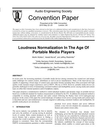 Loudness Normalization In The Age Of Portable Media Players