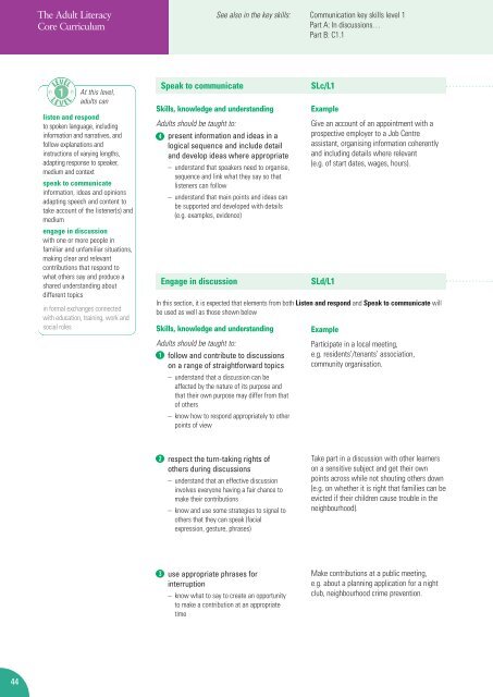 Adult Literacy Core Curriculum - Nationally developed Skills for Life ...