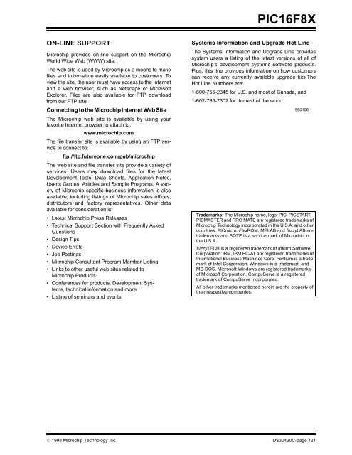 PIC16F8X, 18-Pin FLASH/EEPROM 8-Bit MCU Data Sheet - Microchip