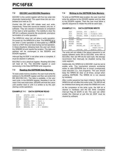 PIC16F8X, 18-Pin FLASH/EEPROM 8-Bit MCU Data Sheet - Microchip