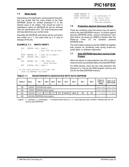 PIC16F8X, 18-Pin FLASH/EEPROM 8-Bit MCU Data Sheet - Microchip